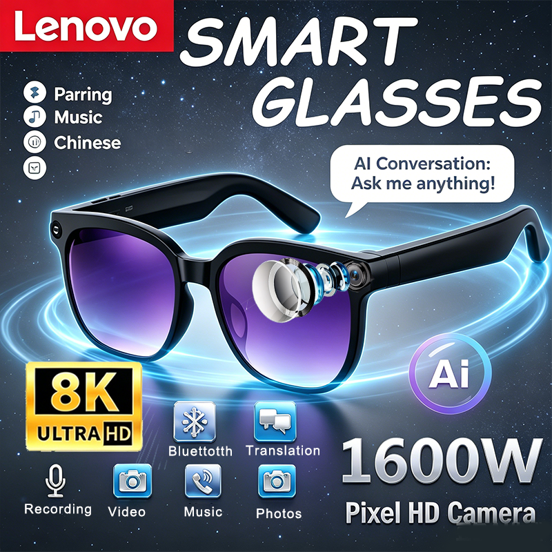 Smart Glasses Lens - Lunettes Intelligentes Lenovo avec Télécommande IA,