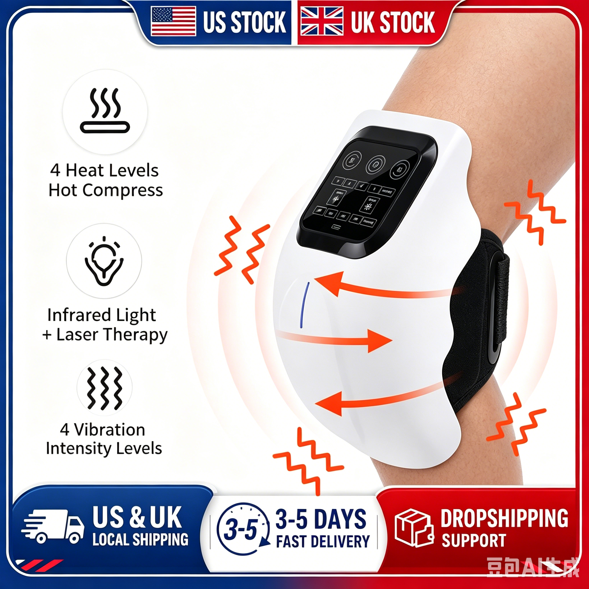 Smart Knee Wrap - Masseur infrarouge pour genoux avec chauffage