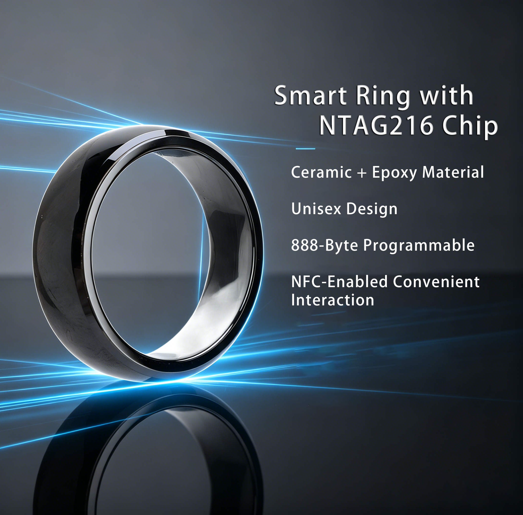 Smart Ring Nfc Pay - Bague intelligente entièrement en céramique NFC