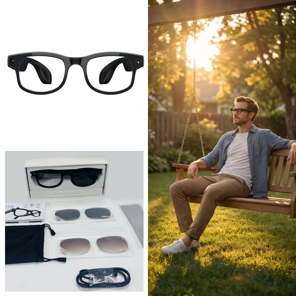 Smart Glasses Lens - Lunettes intelligentes IA 2-en-1 : Photo/vidéo