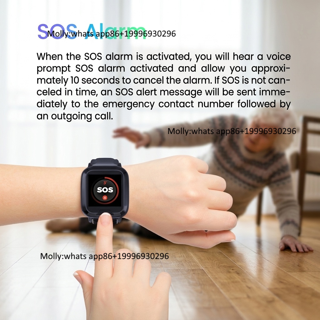 Fall Detection Watch - Bracelet de suivi GPS 4G, moniteur