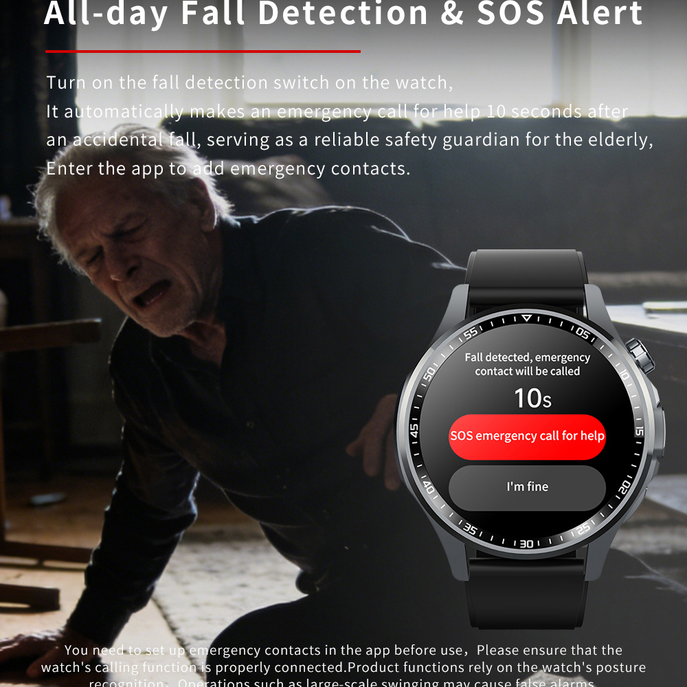 Montre connectée pour hommes e - Fall Detection Watch avis et prix